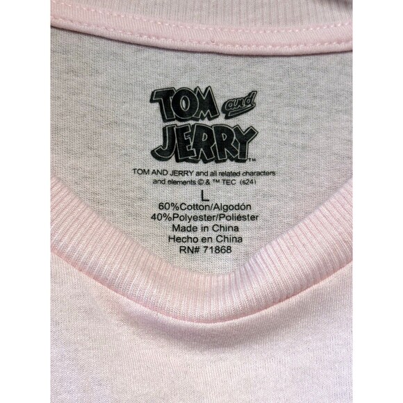 Tom and Jerry Shirt Womens Large Pink Short Sleeve Tee Size L - Picture 4 of 4